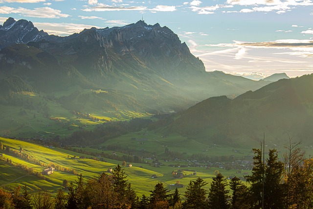 alps, mountains, nature, landscape, sunset, meadow, appeal
