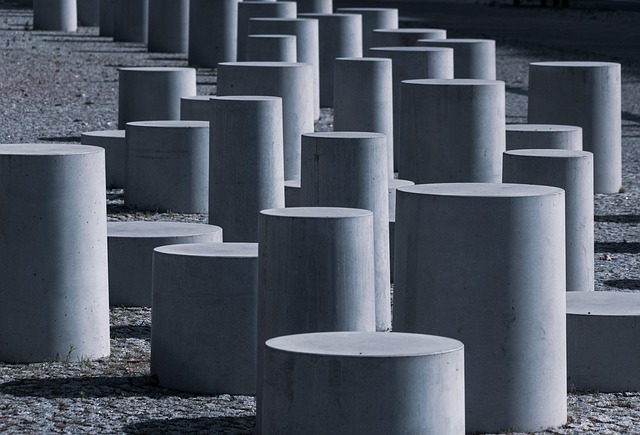 concrete, bollard, cylinder, barrier, delimitation, road, path