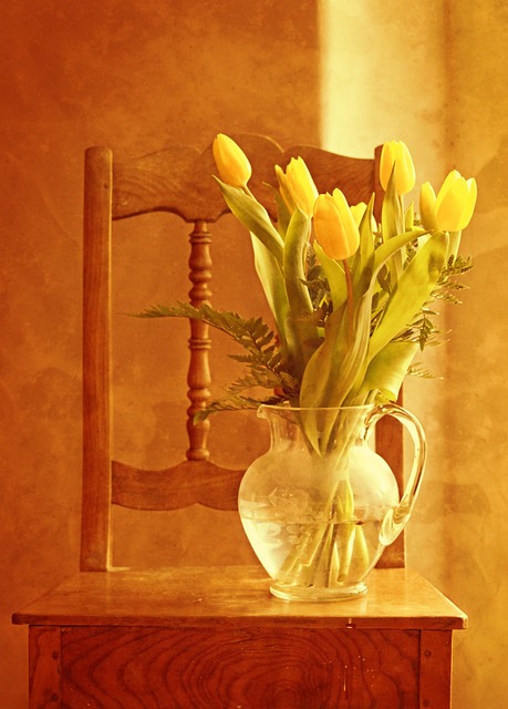 tulip bouquet, tulips, bunch of flowers, vase, flower wallpaper, flower vase, decoration, still life, chair, wooden chair, flower, decorative, interior design, flower background, vintage, antique, grunge, yellow tulips, texture, romantic, design, nature, rustic, beautiful flowers, postcard, still life, still life, still life, still life, still life